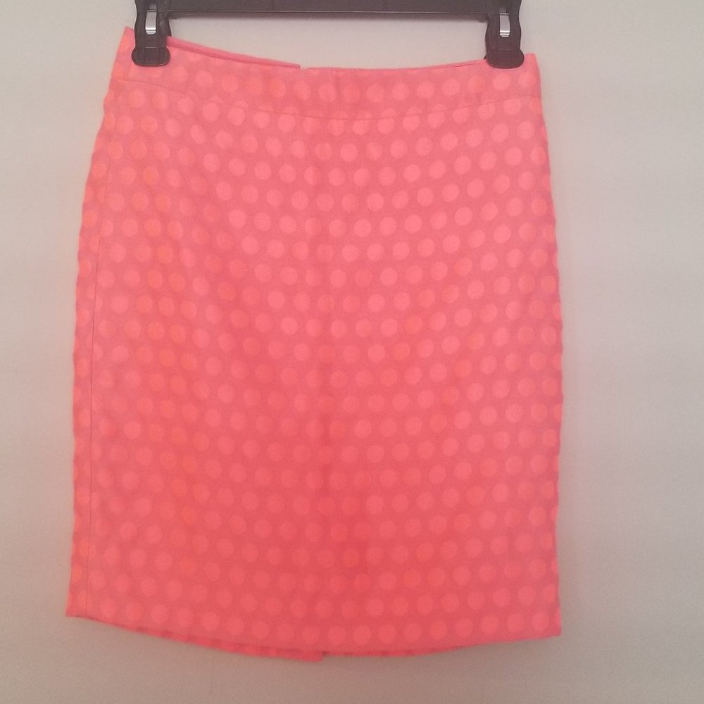 J.Crew Neon Pink Polka Dot Pencil Skirt Never Worn